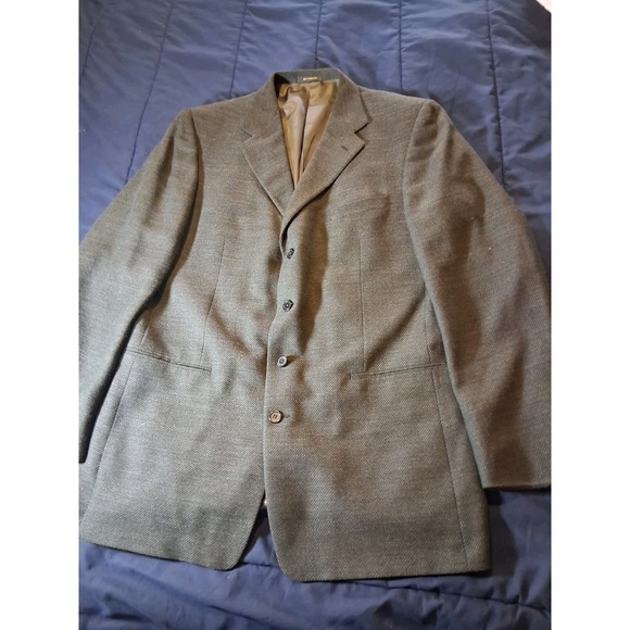 Vintage Givenchy Monsieur Men's Gray Black 100% Wool Blazer 46 Extra Long‎